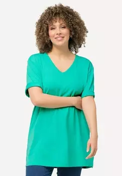 Базовая футболка PLUS SIZE RELAXED FIT V-NECK TEE Ulla Popken, сине-серый