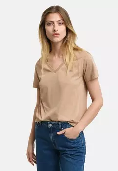 Базовая футболка REG SHIELD V-NECK GANT, бежевый
