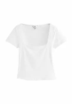 Базовая футболка REGULAR FIT - SOFT TOUCH SQUARE NECK SHORT SLEEVE Next, белый