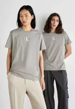 Базовая футболка Regular Tee Small Monologo Unisex Calvin Klein Jeans, цвет elephant skin