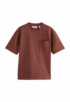Базовая футболка RELAXED FIT HEAVYWEIGHT SLUB Next, темно-коричневый