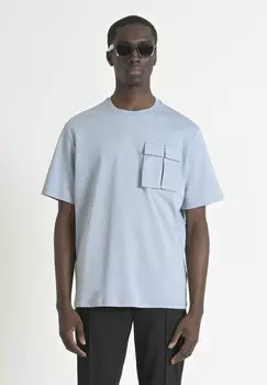 Базовая футболка RELAXED FIT LOGO PRINT ON BACK COLLAR Antony Morato, светло-голубой