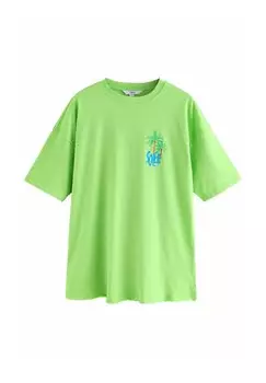 Базовая футболка RELAXED FIT SHORT SLEEVE DETAIL SKATER STYLE Next, зеленый