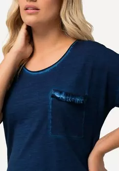 Базовая футболка RSCHEN-BRUSTTASCHE RUNDHALS HALBARM Ulla Popken, темно-синий