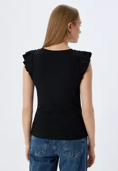 Базовая футболка RUFFLED CUP SLEEVE Koton, черный