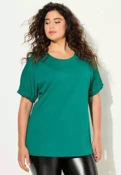 Базовая футболка RUFFLED SHORT SLEEVE Ulla Popken, зеленый