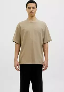 Базовая футболка RUNDHALS Jack & Jones, бежевый