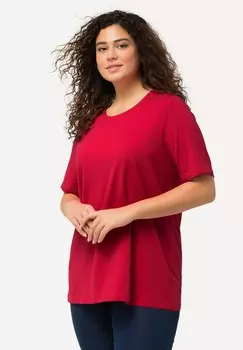 Базовая футболка RUNDHALSAUSSCHNITT HALBARM Ulla Popken, темно-красный