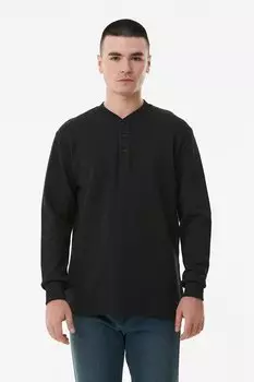 Базовая футболка с длинным рукавом на полупуговицах Fullamoda, черный
