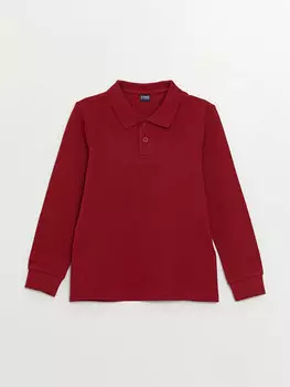 Базовая футболка с длинными рукавами для мальчиков с воротником-поло LCW Kids, бургундия