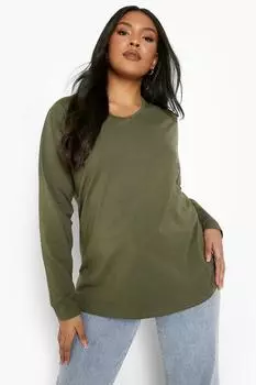 Базовая футболка с длинными рукавами плюс Boohoo, хаки