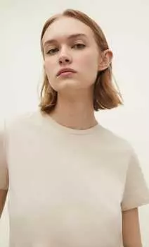 Базовая футболка с коротким рукавом Stradivarius, цвет камня