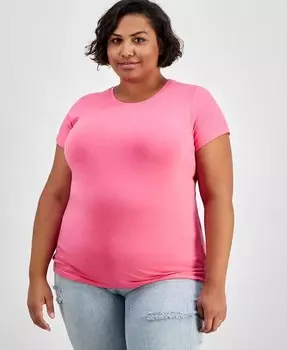 Базовая футболка с короткими рукавами и круглым вырезом больших размеров Aveto, розовый