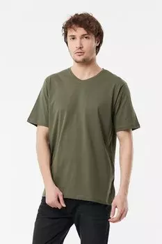 Базовая футболка с V-образным вырезом Fullamoda, хаки
