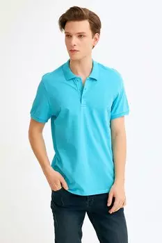 Базовая футболка с воротником-поло Fullamoda, бирюзовый