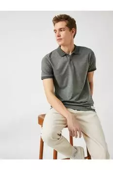 Базовая футболка с воротником-поло Koton, хаки