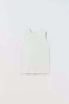 Базовая футболка с вышивкой ZARA, белый