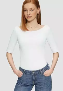 Базовая футболка SCHMAL GECHNITTENES MIT U - BOOT AUSSCHNITT QS, белый