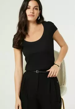 Базовая футболка SCOOP NECK STRETCH SHORT SLEEVE PETITE Next, черный