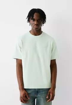 Базовая футболка Short Sleeve Boxy Fit Bershka, зеленая