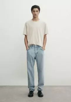 Базовая футболка Short Sleeve Massimo Dutti, бежевая