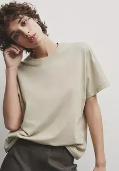 Базовая футболка Short Sleeve Massimo Dutti, цвет camel