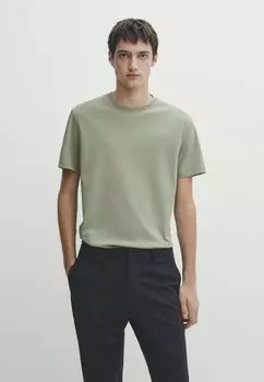 Базовая футболка Short Sleeve Massimo Dutti, цвет light green