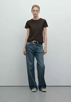 Базовая футболка SHORT SLEEVE Massimo Dutti, коричневый