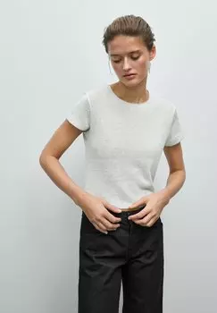 Базовая футболка SHORT SLEEVE Massimo Dutti, серебристый