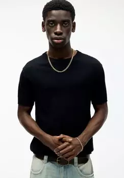 Базовая футболка Short Sleeve PULL&BEAR, черная