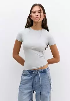 Базовая футболка SHORT SLEEVE PULL&BEAR, светло-серый