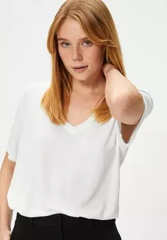 Базовая футболка SHORT SLEEVE REGULAR FIT V NECK Koton, белый
