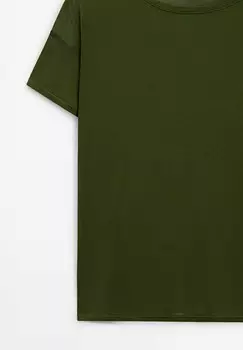 Базовая футболка SHORT SLEEVE ROUND NECK Massimo Dutti, темно-зеленый