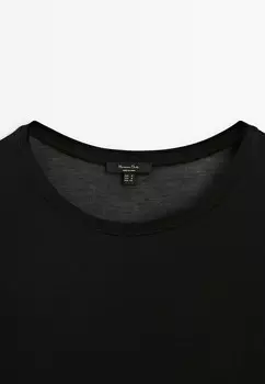 Базовая футболка SHORT SLEEVE ROUND NECK Massimo Dutti, черный