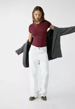 Базовая футболка SHORT SLEEVE Stradivarius, Бордо