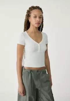 Базовая футболка SHORT SLEEVE Stradivarius, молочный