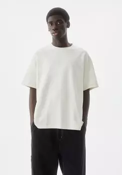 Базовая футболка Short Sleeve Textured PULL&BEAR, белый