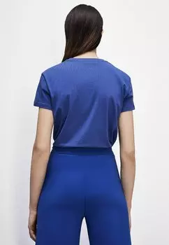 Базовая футболка Short Sleeved With Logo Patrizia Pepe, синяя волна