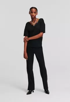 Базовая футболка Signature V-Neck KARL LAGERFELD, черная