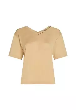 Базовая футболка Signature V-Neck KARL LAGERFELD, бежевая