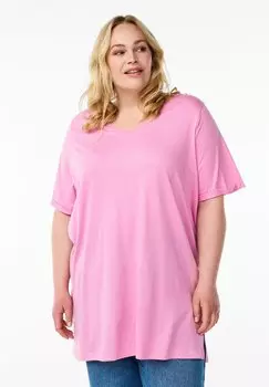 Базовая футболка SINGLE WITH V-NECK Zizzi, светло-розовый