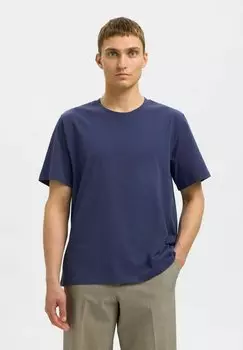 Базовая футболка SLHASPEN O NECK TEE Selected Homme, синий