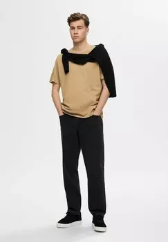 Базовая футболка SLHASPEN SLUB O-NECK TEE Selected Homme, бежевый