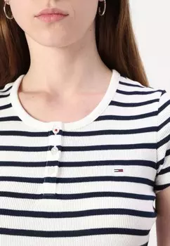 Базовая футболка SLIM BUTTON C NECK Tommy Jeans, белый