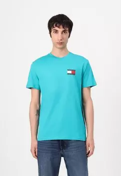Базовая футболка SLIM ESSENTIAL FLAG TEE Tommy Jeans, бирюзовый