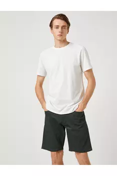 Базовая футболка Slim Fit с круглым вырезом и короткими рукавами, хлопок Koton, экрю