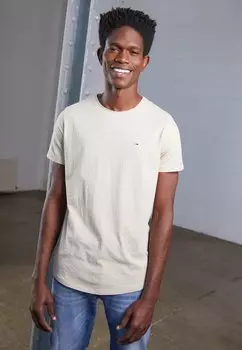 Базовая футболка SLIM JASPE NECK Tommy Jeans, песочный саванна
