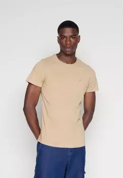 Базовая футболка SLIM JASPE NECK Tommy Jeans, желто-песочный