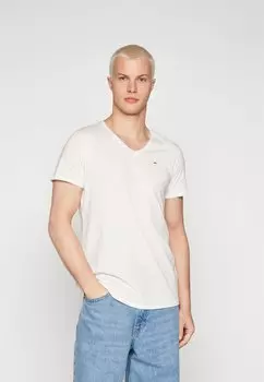 Базовая футболка Slim Jasper V Neck Tommy Jeans, цвет ancient white