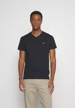 Базовая футболка SLIM SHIELD V-NECK GANT, черный